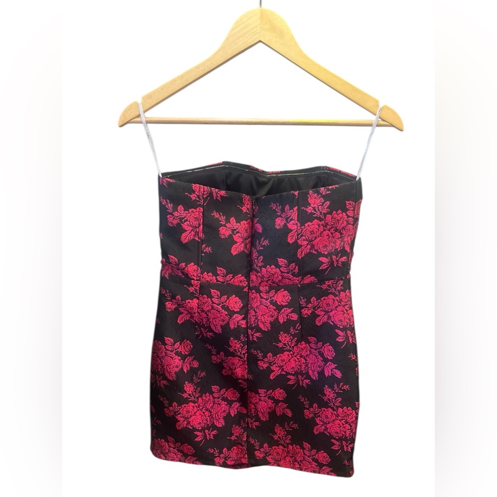 Lulus Made for Elegance Black Floral Jacquard Strapless Mini Dress - Picture 11 of 12